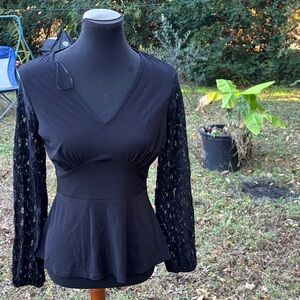 Michael Kors Black Lace Sleeve Blouse